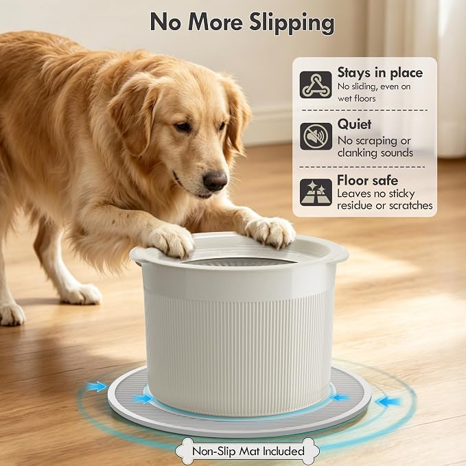 No Spill Ceramic Dog Water Bowl, Large Capacity Slow Drinking Bowl with Floating Disk & Filter, Heavy Duty Anti-Slip Bowl for Small to Medium Dogs, Cats & Multi-Pet Homes Indoor