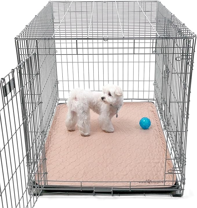 Paw Inspired Washable Crate Liners for Dogs (2 Pack), Leakproof, Non-Slip Pee Pads for 42-Inch Kennels, Reusable Puppy Pads for Potty Training, Whelping, Waterproof Mat (41x28 Inch, Pack of 2)