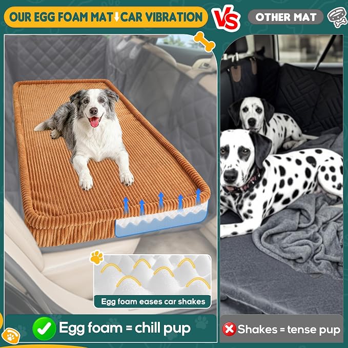 Dog Car Bed, Non-Slip Backseat Extender Pet Mat, Removable Washable Dog Bed for SUVs, Sedans & Trucks, Anti-Slip Travel Bed for Dogs, Easy Clean & Scratch-Proof & Comfort XL (56"Lx28.7"M×2"H) Brown