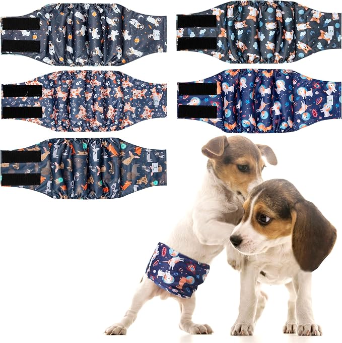 Dog Diapers Male 5Pack,Reusable Leakproof Pet Soft Dog Belly Band Wraps,High Absorbency Male Dog Diaper,Wider Washable Belly Band for Doggy Incontinence and Puppy Training