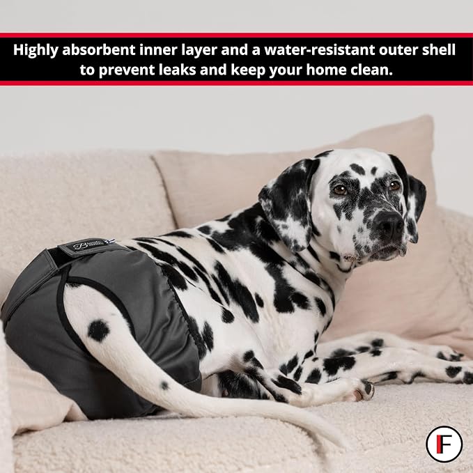 FINNERO Brenda Reusable Dog Diaper, Leak-Proof, Adjustable, Heat & Incontinence Protection, XS – Camo