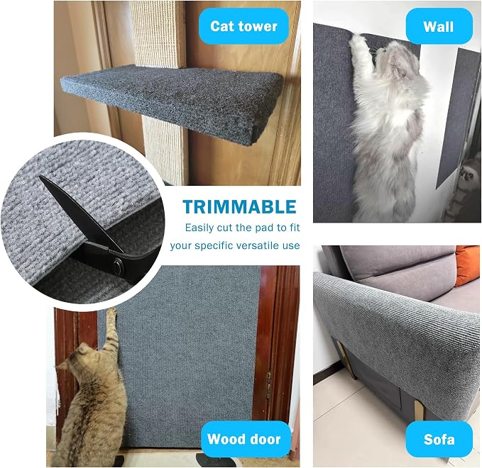 Self Adhesive Cat Scratch Mat to Protect Furniture,16 x 78 in, Couch Protector from Cat Claws Scratching (Gray)