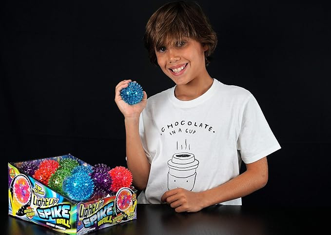 JA-RU Light Up Rubber Spike Balls (Pack of 4 with Flashing Lights) | Great Fidget Toy for Kids | Bulk Bouncing Sensory Balls | Plus 1 Bouncy Ball. #695-4p