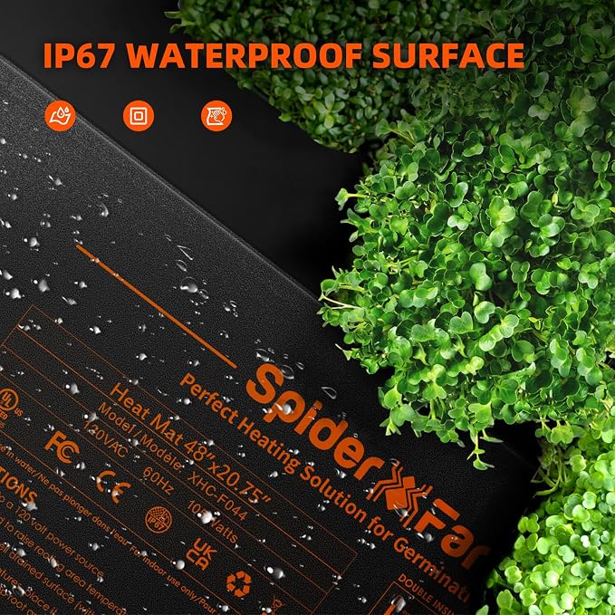 Spider Farmer Seedling Heat Mat 48"x20.75" Waterproof Plant Heating Pad with Built-in Temperature Controller for Indoor Seed Starting Germination Hydroponics Cutting Clone, Greenhouses and Brewing