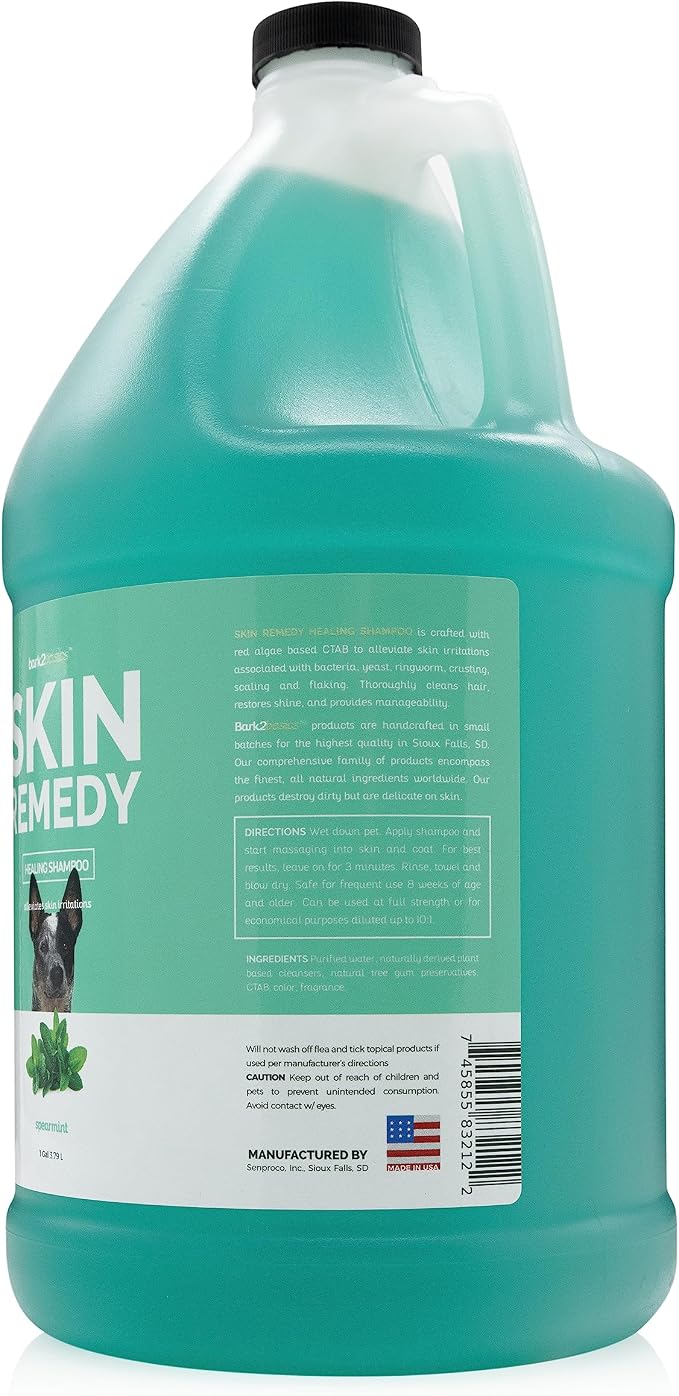 Bark2Basics Skin Remedy Dog Shampoo, 1 Gallon - Red Algae Based CTAB, Alleviates Coat Irritations Naturally, Promotes Healing for Crusting, Scaling and Flaking, Relieves Dry Itchy Sensitive Skin