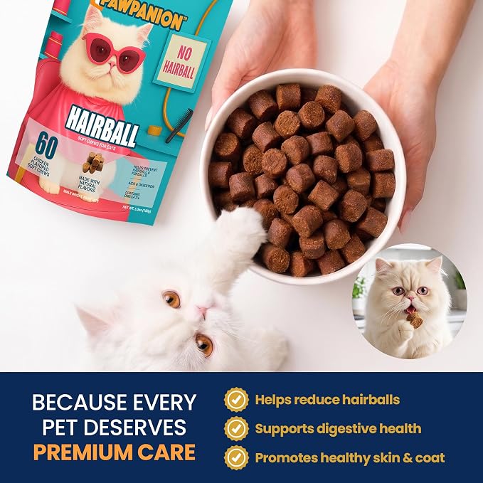 Hairball Soft Chews for Cats High Fiber 60 Count