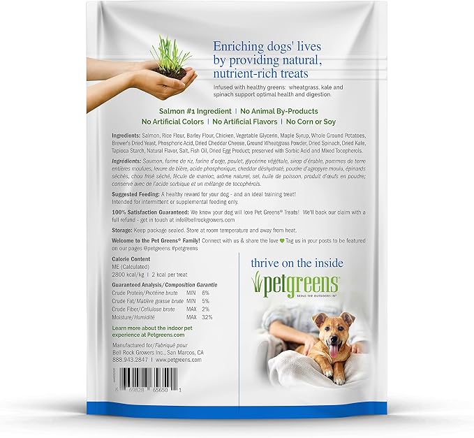 Pet Greens Natural Soft-Chew Dog Treats Infused with Supergreens Healthy Salmon, Flavor, 6 Ounces Per Pack (3 Pack Healthy Salmon)