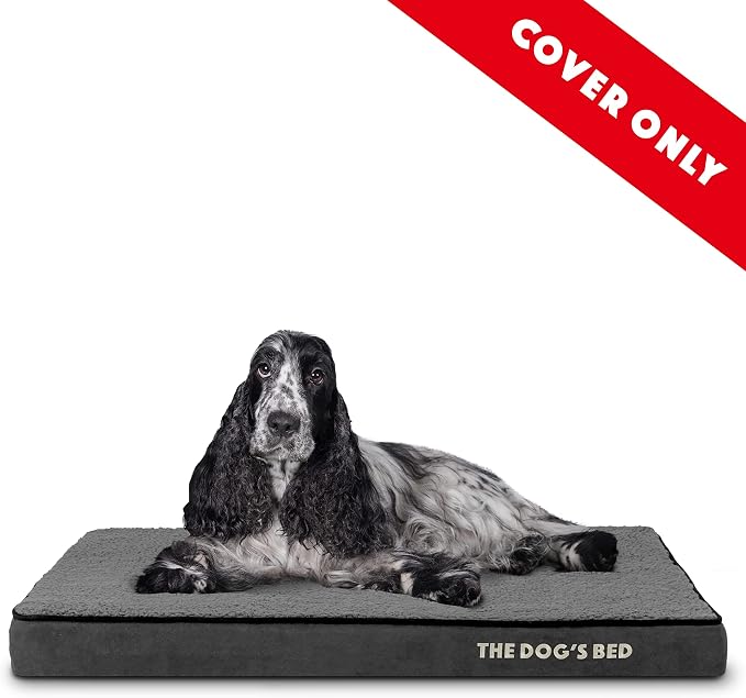 The Dog’s Bed Replacement Outer Cover, Plush Fabric, Grey, Medium, 3-Inch