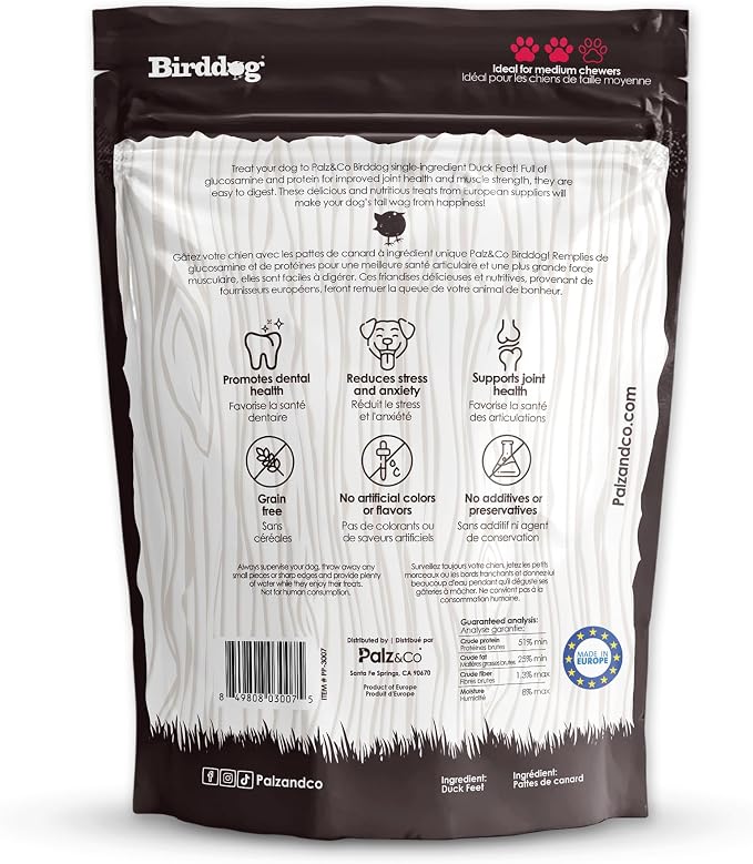 Palz&Co Duck Feet for Dogs - 10 Pack of 100% Natural Single Ingredient Dog Treats, Grain-Free, High Protein, Nail Free, Crunchy & Chewy Texture