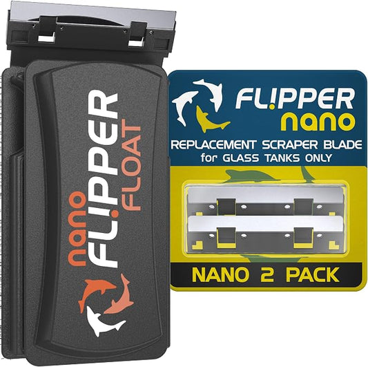 Flipper Cleaner Float - 2-in-1 Floating Magnetic Aquarium Glass Cleaner & Flipper Nano Aquarium Scraper Replacement Blades