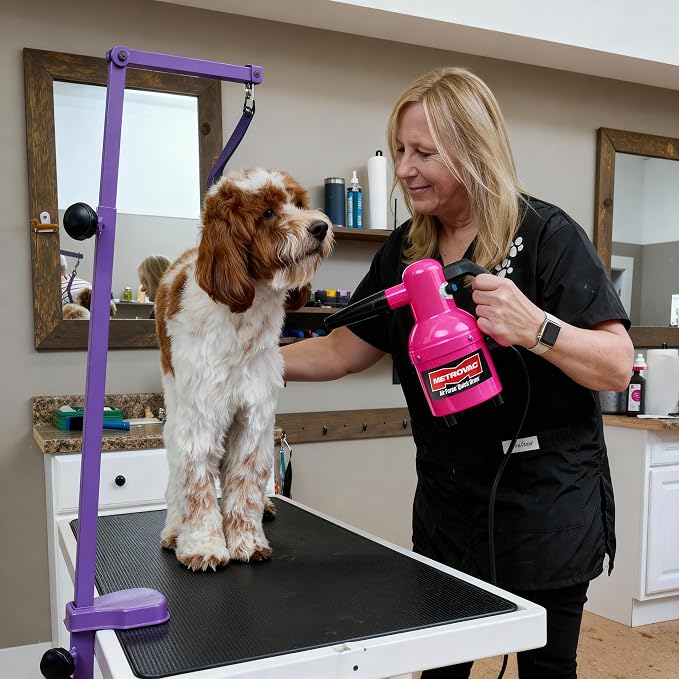 METROVAC Quick Draw Hot Pink Dog Dryer | Portable Pet Dryer & Dog Blow Dryer | 1.3 HP Variable Speed USA