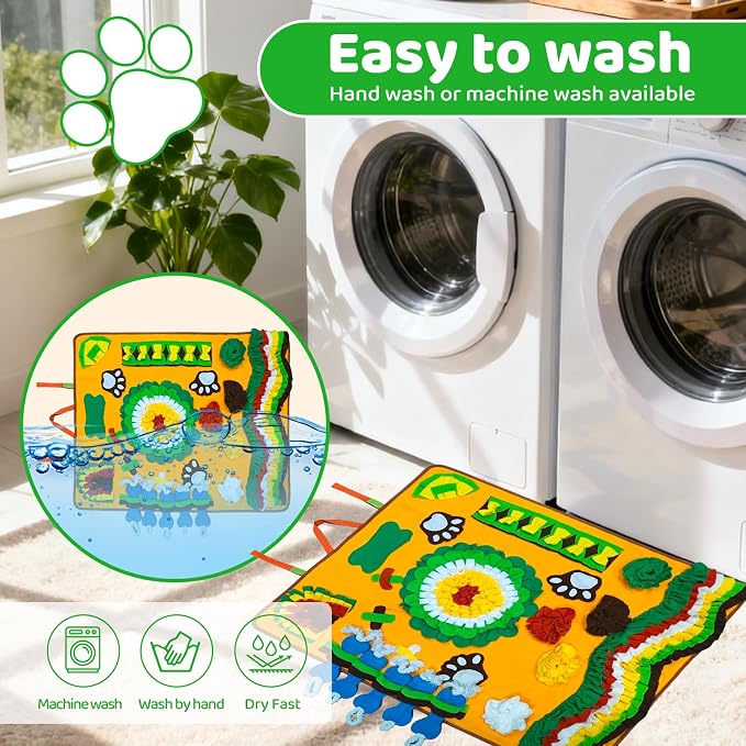Snuffle Mat for Dogs Breed - Interactive Dog Toys for Boredom - Sniff mat - Mental Stimulation - Enrichment Toys- Slow Feed- Washable & Foldable (Yellow, X Large)