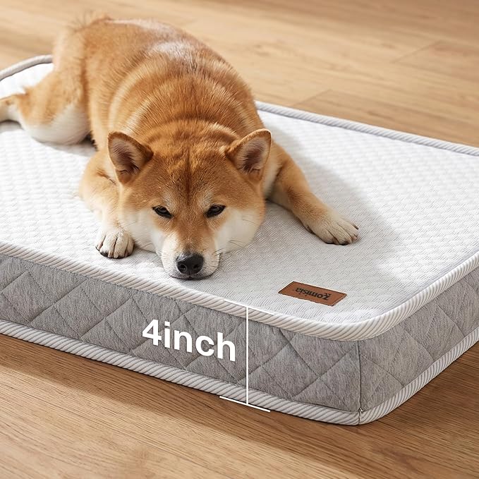 ZOMISIA Breathable Orthopedic Dog Bed for Large Dog, Reversible Warm & Cooling Dog Bed Mattress for All Season, 4" Thick Honeycomb Supportive Pet Bed with Detachable Non-Slip Bottom, Waterproof Cover