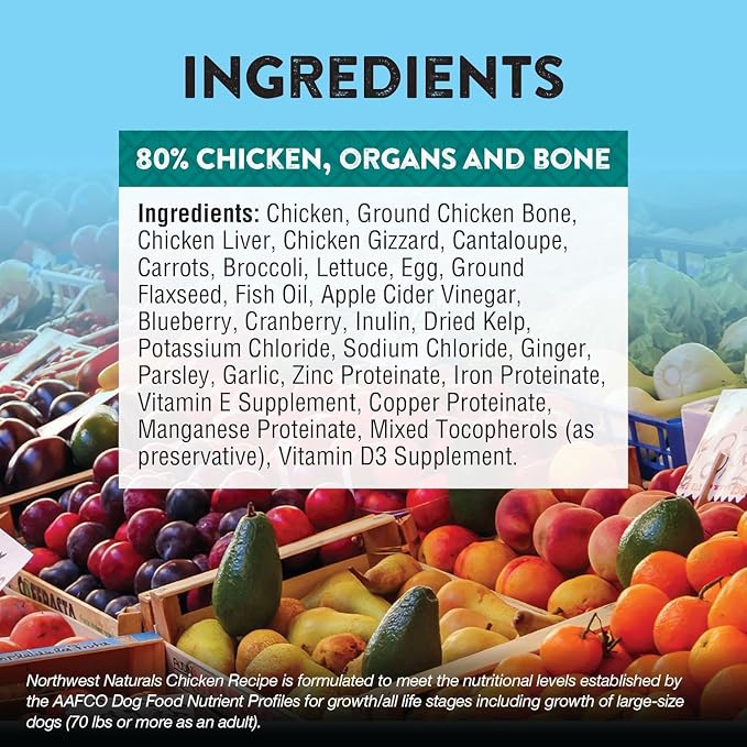 Northwest Naturals Freeze-Dried Chicken Dog Food - Bite-Sized Nuggets - Grain-Free, High-Protein, Raw Diet, Human-Grade Ingredients, All Natural, Healthy & Nutritious, Made in USA, 12 Oz (Pack of 2)