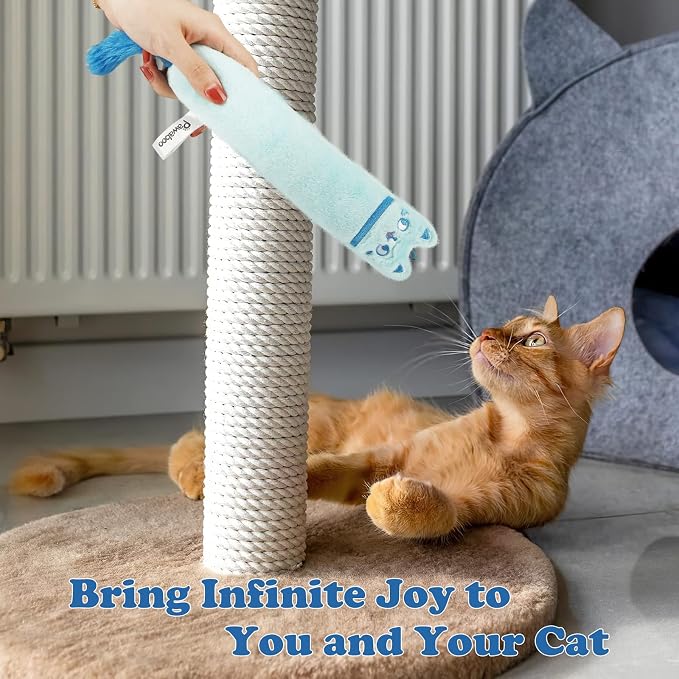 Pawaboo Interactive Cat Toy with Running Mouse, 2 Pack Catnip Toys with Bell and Crinkle Paper