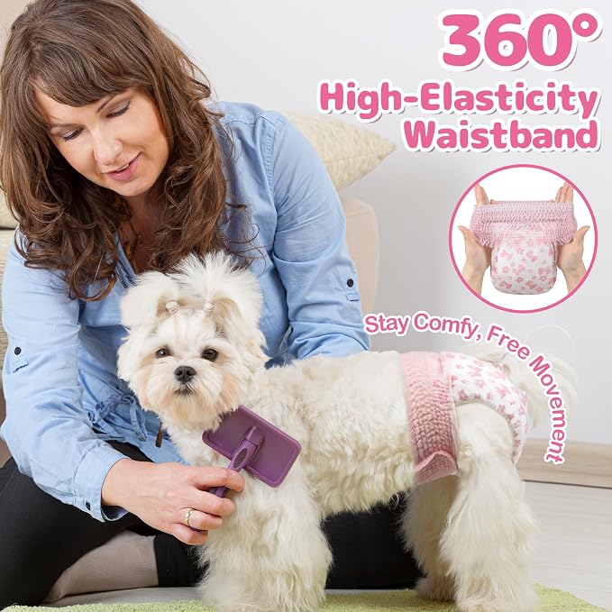 Dono Disposable Pull It Up Female Dog Diapers, 360° Stretchy Waist Puppy Diapers, Super-Absorbent Doggie Diapers with Rapid-Dry Technology Leak-Proof Design for Doggy in Heat Period, XS 60 Pcs