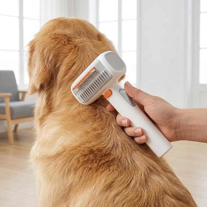 2-in-1 Pet Comb Dematting and Undercoat Rake, Self-Detangling Grooming Brush for Dog Cat, 3.15 Inch Width(1pcs)