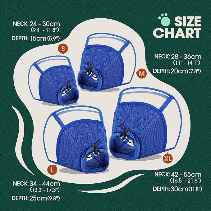 Kuoser Medium Dog Cone Collar After Surgery, Soft Cone for Dogs to Stop Licking, Breathable Pet Recovery Collar Comfy Elizabethan Collars, Adjustable Protective Dog Cones for Medium Dogs, Blue M