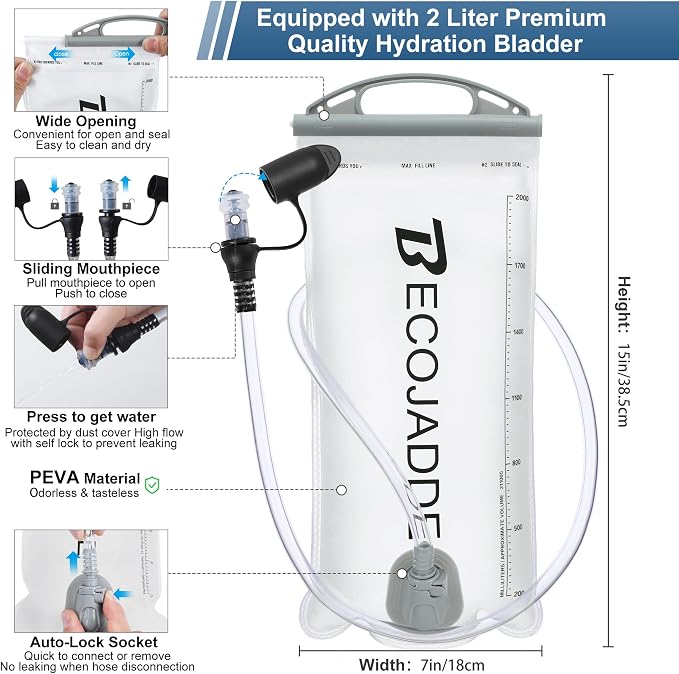 BECOJADDE Running Vest Hydration Backpack for Men Women, 5L Lightweight Running Backpack Hydration Pack for Marathon, Trail, Cycling, Hiking, Jogging