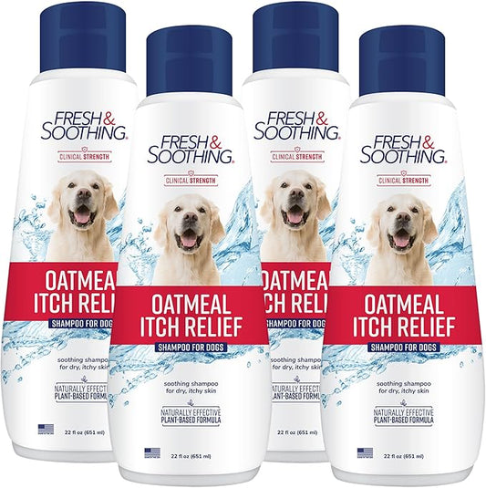 Fresh & Soothing Oatmeal Itch Relief Shampoo for Pets, 22oz - 4 Pack