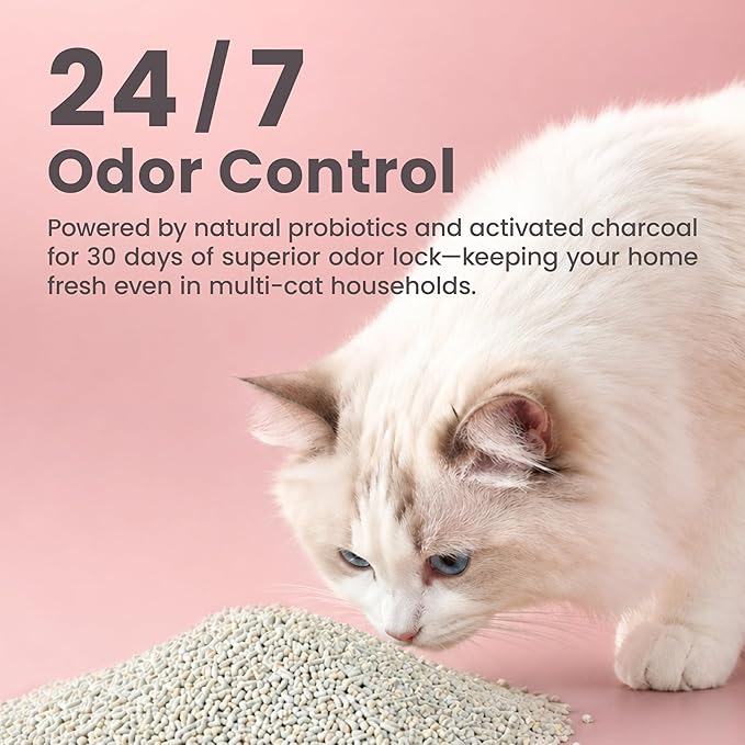 Lady N Granular Tofu Cat Litter Mini-Pellet Compatible with Automatic Self Cleaning Cat Litter Box, Strong Clumping, Low Dust, Activated Charcoal Odor Control 18lb