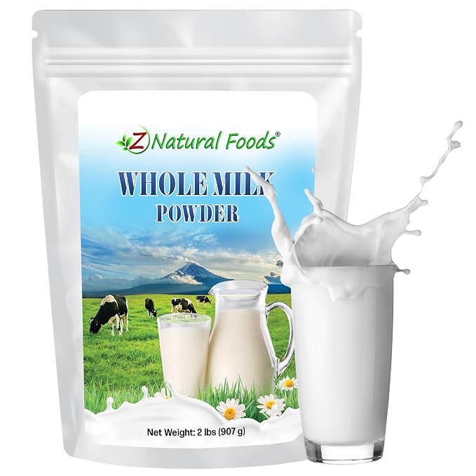 Z Natural Foods Premium Whole Milk Powder - Powdered Milk for Baking, Cooking, Drinks - Dry Milk Powder, Pasteurized, Non-GMO, Gluten-Free, Kosher-Certified, 2 lbs