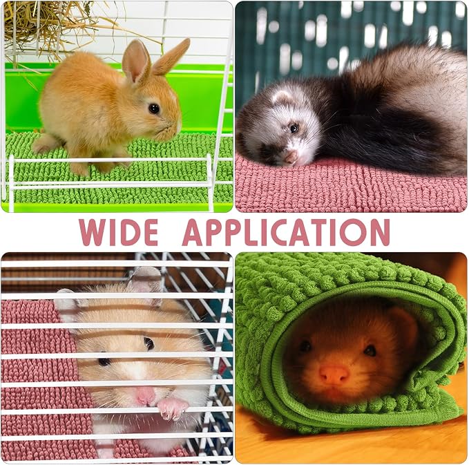 Amylove 4 Pcs Guinea Pig Cage Liner 16 x 24 Inch Washable Chenille Pee Pads Pet Dog Cat Bedding Training Mat Reusable for Small Animals Puppy Bunny Hamster Chinchilla