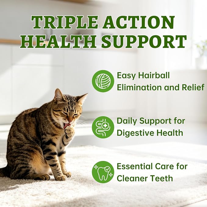Just Try Cat Grass Sticks for Cat Hairball Control & Teeth Cleaning Dental Chews for Cats Crunchy Cat Treats for Indoor Cats Healthy Cats Treats (17.6 OZ)