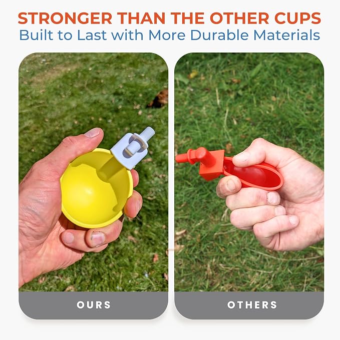 Lil'Clucker - Large Automatic Chicken Waterer Cups Suitable for Ducks, Geese, Turkeys, and Bunny Rabbit - Water Feeder Kit - Poultry Waterer (Yellow, 8 Pack)