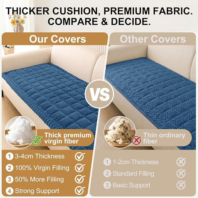 Smiry Couch Cover for Dogs, Non Slip Fuzzy Pet Sofa Covers Washable for 3 Cushion Couch, Soft Thick Furniture Protector for Cats Dogs, Against Fur, Dirt, Scratch Resistant (Navy Blue, 27.6"x95")