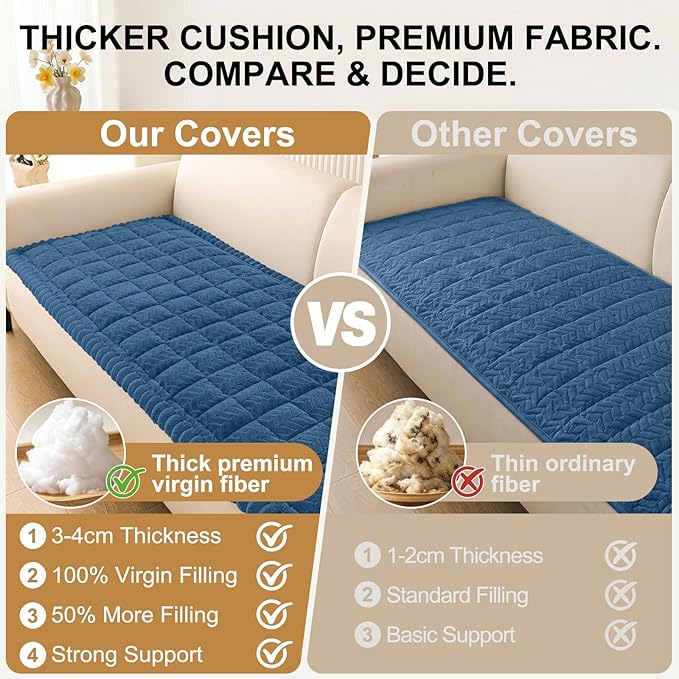 Smiry Couch Cover for Dogs, Non Slip Fuzzy Pet Sofa Covers Washable for 3 Cushion Couch, Soft Thick Furniture Protector for Cats Dogs, Against Fur, Dirt, Scratch Resistant (Navy Blue, 27.6" x 82.7")