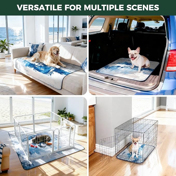 FXW Washable Pee Pads for Dogs, Puppy Pads with Super Absorbent, Specifically Designed for 36inch Cages, 23" x 35" Rectangle, Tie-Dye Blue, 2 Packs