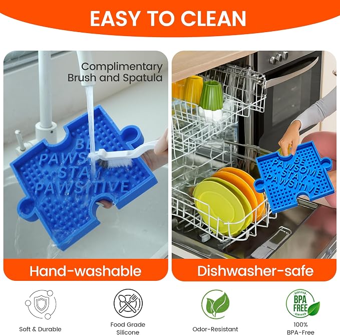 HowGo Puzzle Slow Feeder Lick Mat for Dogs and Cats, 38+ Suction Cups|Non-Slip Heavy Duty Maze Enrichment Blow BPA-Free Silicone|Reduce Boredom Anxiety Free Combination (2PCs, Blue&Yellow)
