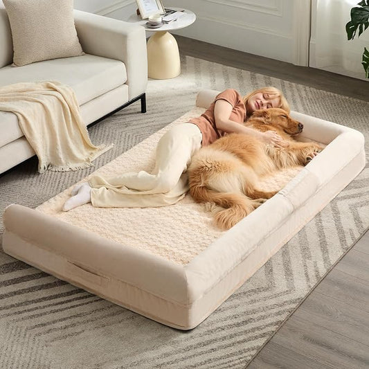BFPETHOME Orthopedic Washable Dog Beds Large Sized Senior Dog for Comfy Sleeping with Removable Cover, Waterproof Big Soft Pet Couch Bed for Dogs Rerlax
