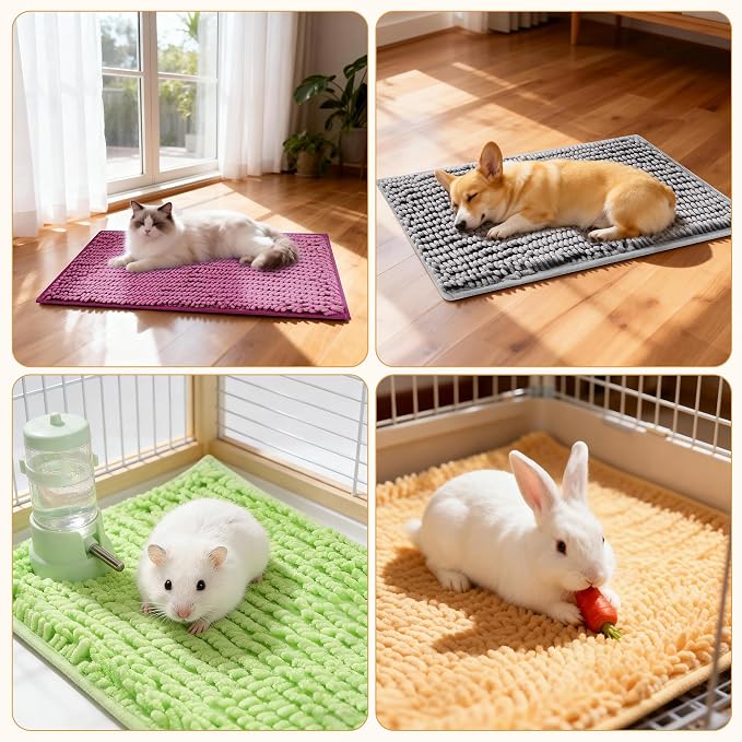 8 Pcs Guinea Pig Cage Liner, 16x12 Inch Washable Fleece Bedding Mats & Reusable Pee Pads for Rabbits and Small Animals (8 Colors)