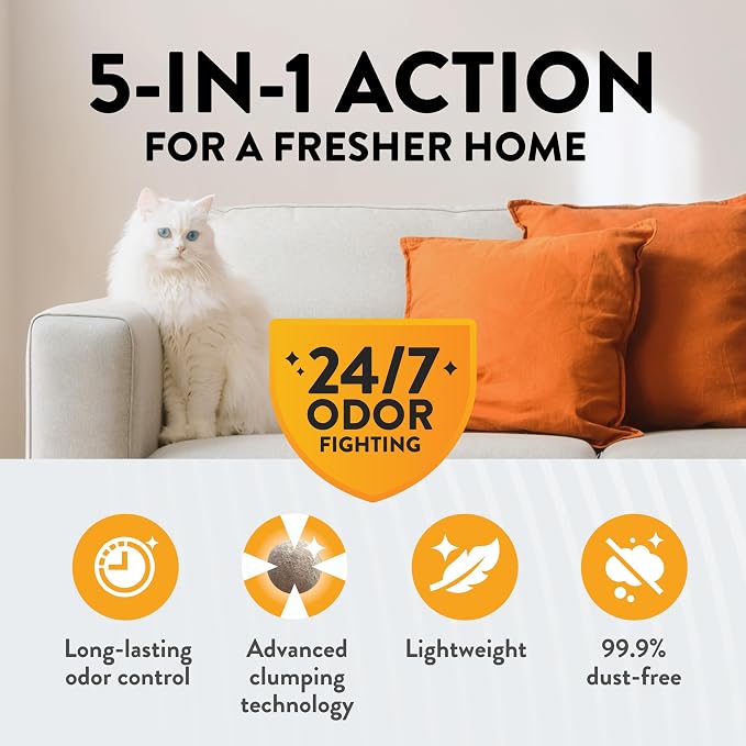 ARM & HAMMER Hardball Lightweight Platinum Multi-Cat Clumping Cat Litter Odor Control, Easy No-Mess Scooping, Garden Bloom Scent, 8.5 Lbs.