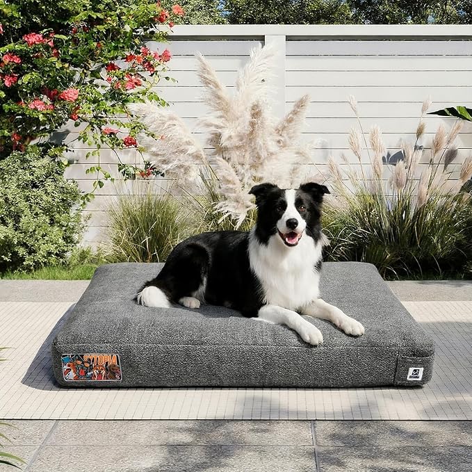 Sytopia 36 Inch Indestructible Durable Dog Beds for Large Dogs, Chew Proof Waterproof Pet Crate Pad with Machine Washable Removable Cover, Great for Indoor, Outdoor, Crate, Patio Use, Grey