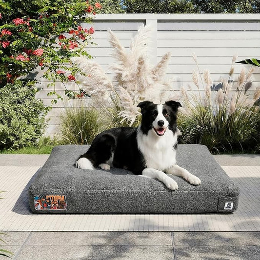 Sytopia 36 Inch Indestructible Durable Dog Beds for Large Dogs, Chew Proof Waterproof Pet Crate Pad with Machine Washable Removable Cover, Great for Indoor, Outdoor, Crate, Patio Use, Grey