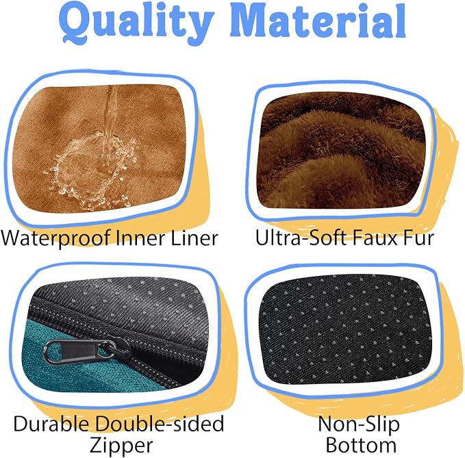 Chez Paw Large Orthopedic Dog Bed for Extra Large Dogs, Waterproof XL Egg-Crate Foam Dog Bed with Removable Washable Cover & Non-Slip Bottom, 4-Sided Bolster Support, Brown Mint 42"x30"x7.5"