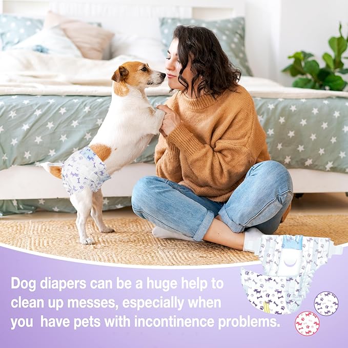 Pet Soft Female Dog Diapers - Disposable Doggie Diapers with Wetness Indicator, Puppy & Cat Diaper Super Absorbent, Fit for Female Dog in Heat or Incontinence, 20pcs (XS, Mixed)