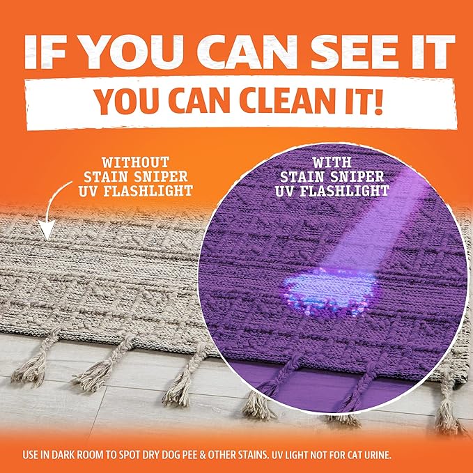 ANGRY ORANGE Pet Odor Eliminator Kit for Dog/Cat Urine, 24oz Citrus Odor Eliminator Spray and Stain Sniper Flashlight - Citrus Scent