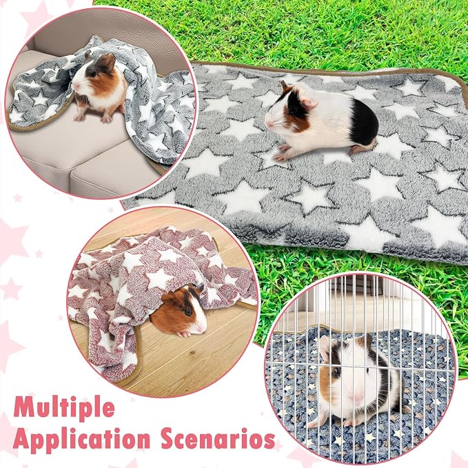 PINVNBY 6 PCS Guinea Pig Blankets Soft Fleece Bedding for Guinea Pigs Cage Washable & Reusable Small Animal Sleep Mat Pad for Hamster Ferret Chinchilla Hedgehog (30 x 20 Inch)