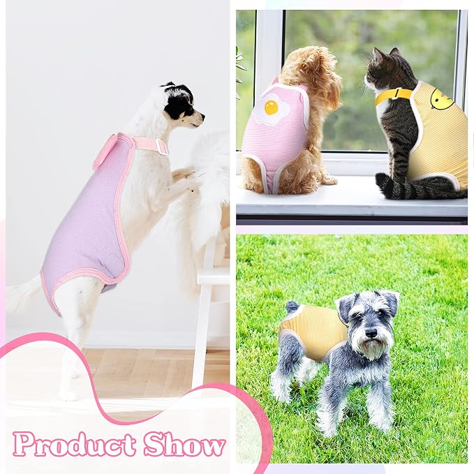 Nuanchu 3 Pcs Female Dog Diaper Sanitary Panties with Adjustable Suspender, Washable Reusable Doggie Diapers for Small Medium Large Dog in Heat Period Menstrual Pet Cats Ducks(Delicate Pattern,XL)