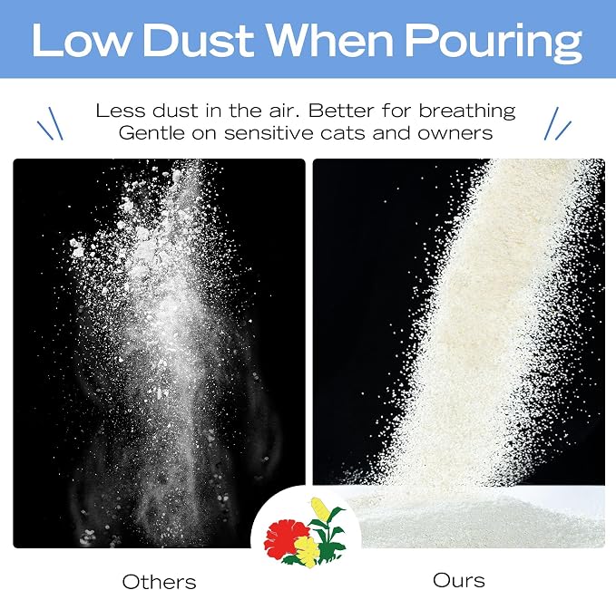 XuCuiHua Natural Cat Litter Unscented, 100% Plant-Based, Strong Clumping Litter, Easy Scooping, Clumps Lift Cleanly, Chemical-Free, Low Dust, Corn & Cassava Litter, 16.5 LB (5.5 LB x 3 Bags)