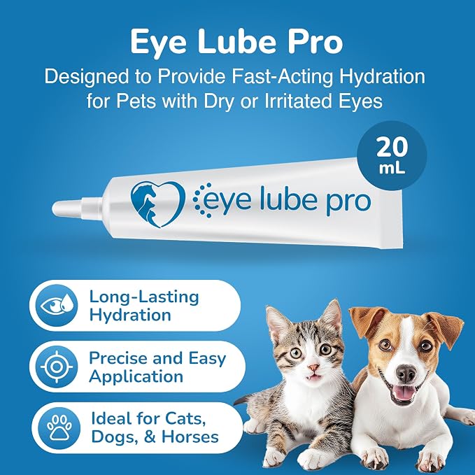 Sentrx - Eye Lube Pro Eye Drops for Dogs, Cats, and Horses, Hydrating Gel Eye Drops with Hyaluronic Acid and Carbomer Lubrication, for Dryness, Itching, and Irritation, 20g, 6 Pack