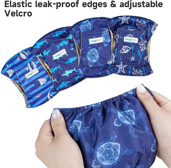 Male Dogs Diapers Belly Bands(4Pack), Washable Reusable Male Boy Doggy Wraps Panties for Doggie Puppy Pooping Potty Training Incontinence Marking Pañal para Perro Small