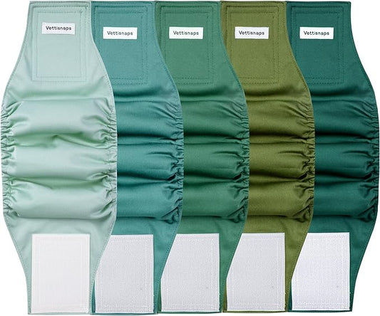 5 Pack Dog Diapers Male Reusable Belly Bands Washable for Medium Male Dogs, High Absorbency for Puppy & Doggy, Size M