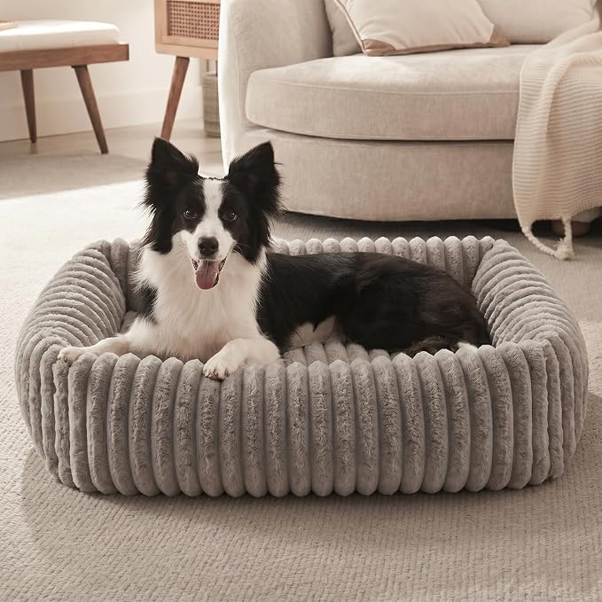 FURTIME Medium Dog Beds for Medium Dogs Washable, Orthopedic Dog Bed, Rectangle Warming Soft Calming Sleeping Puppy Bed Durable Pet Bed with Anti-Slip Bottom
