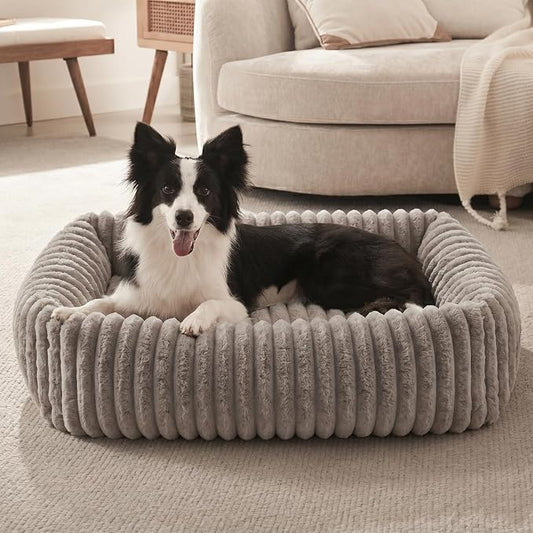 FURTIME Medium Dog Beds for Medium Dogs Washable, Orthopedic Dog Bed, Rectangle Warming Soft Calming Sleeping Puppy Bed Durable Pet Bed with Anti-Slip Bottom