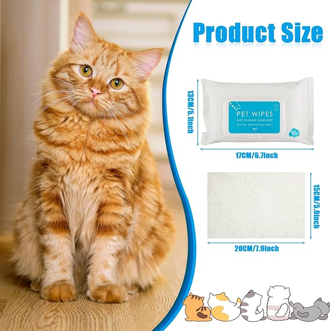 Treela 10 Packs of 800 Dog Wipes Pet Wipes Cat Grooming Supplies for Paws, Butt, Ear, Skin, Body Bath Cleaning Stain Odor Remover, Home or Travel Use(Unscented)